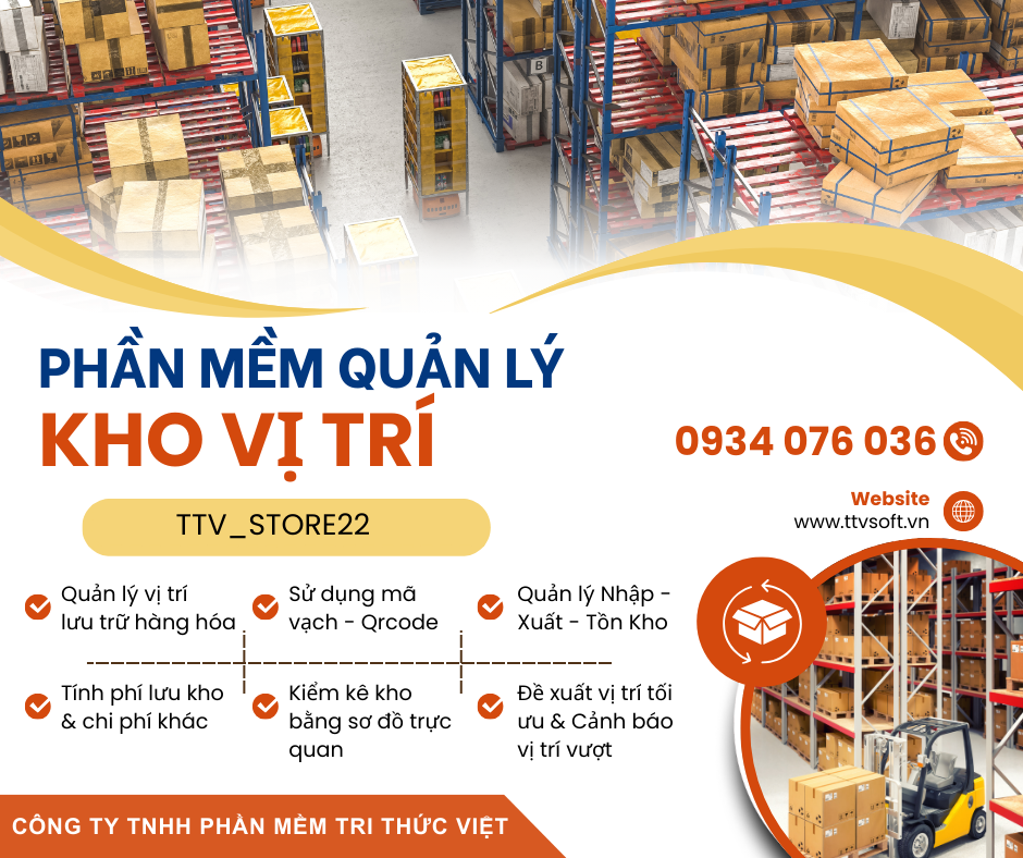 Phần mềm quản lý kho hàng theo vị trí, tích hợp mã vạch